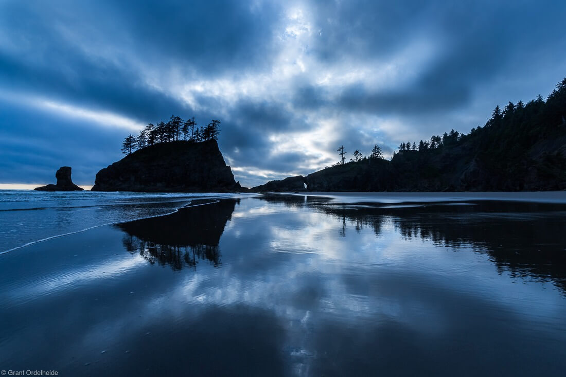 Dusk over Second Beach in Washington's Olympic National Park.